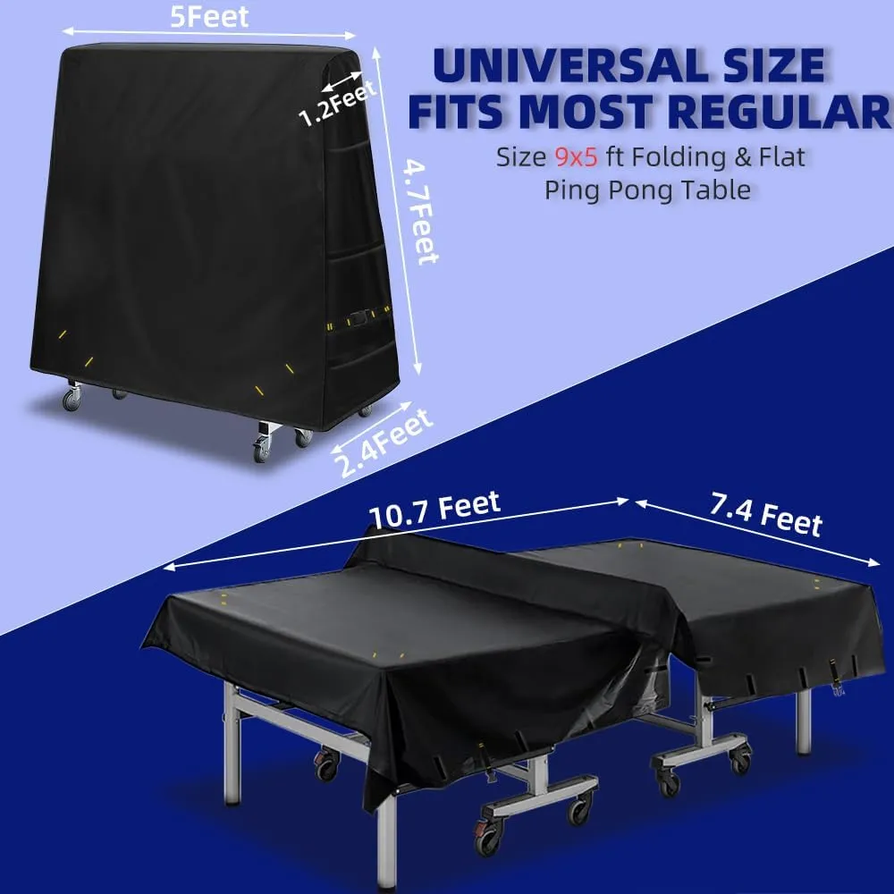 600D Ping Pong Table Cover - Outdoor Waterproof & Windproof, 10.7 x 7.4 Ft Heavy Duty Table Tennis Cover