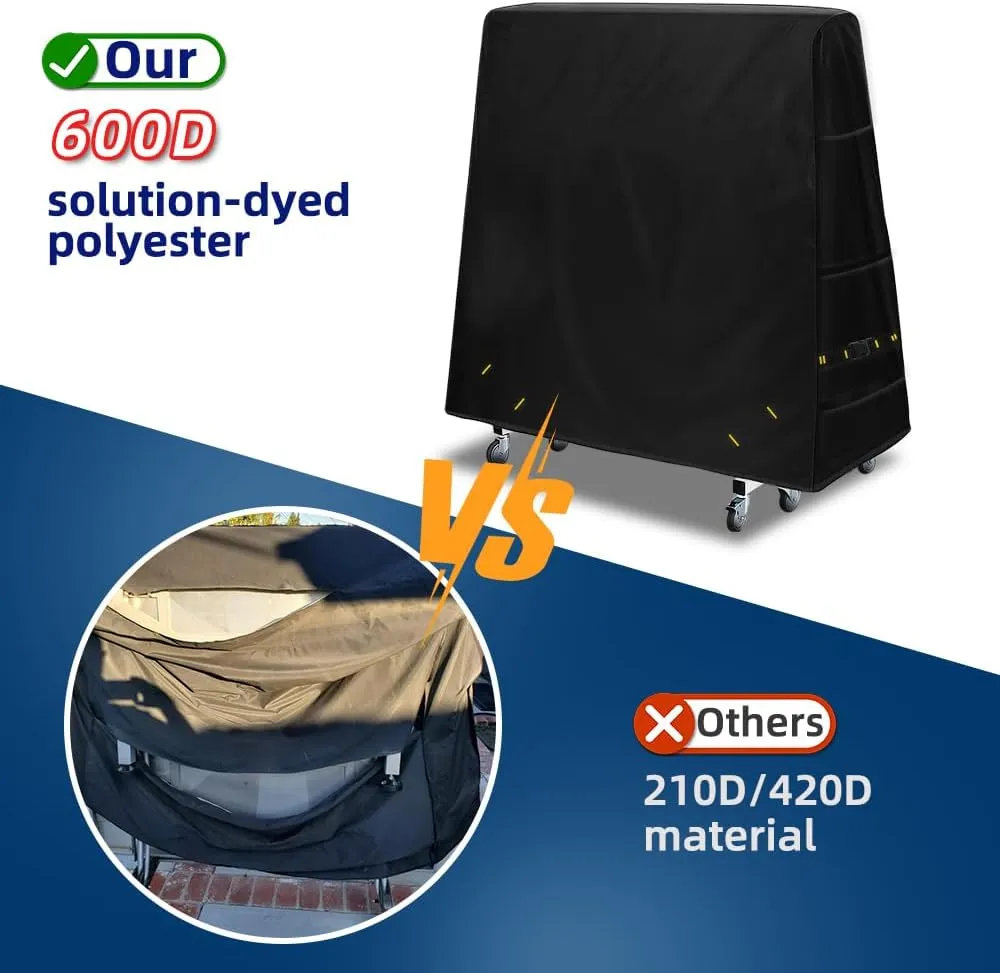 600D Ping Pong Table Cover - Outdoor Waterproof & Windproof, 10.7 x 7.4 Ft Heavy Duty Table Tennis Cover