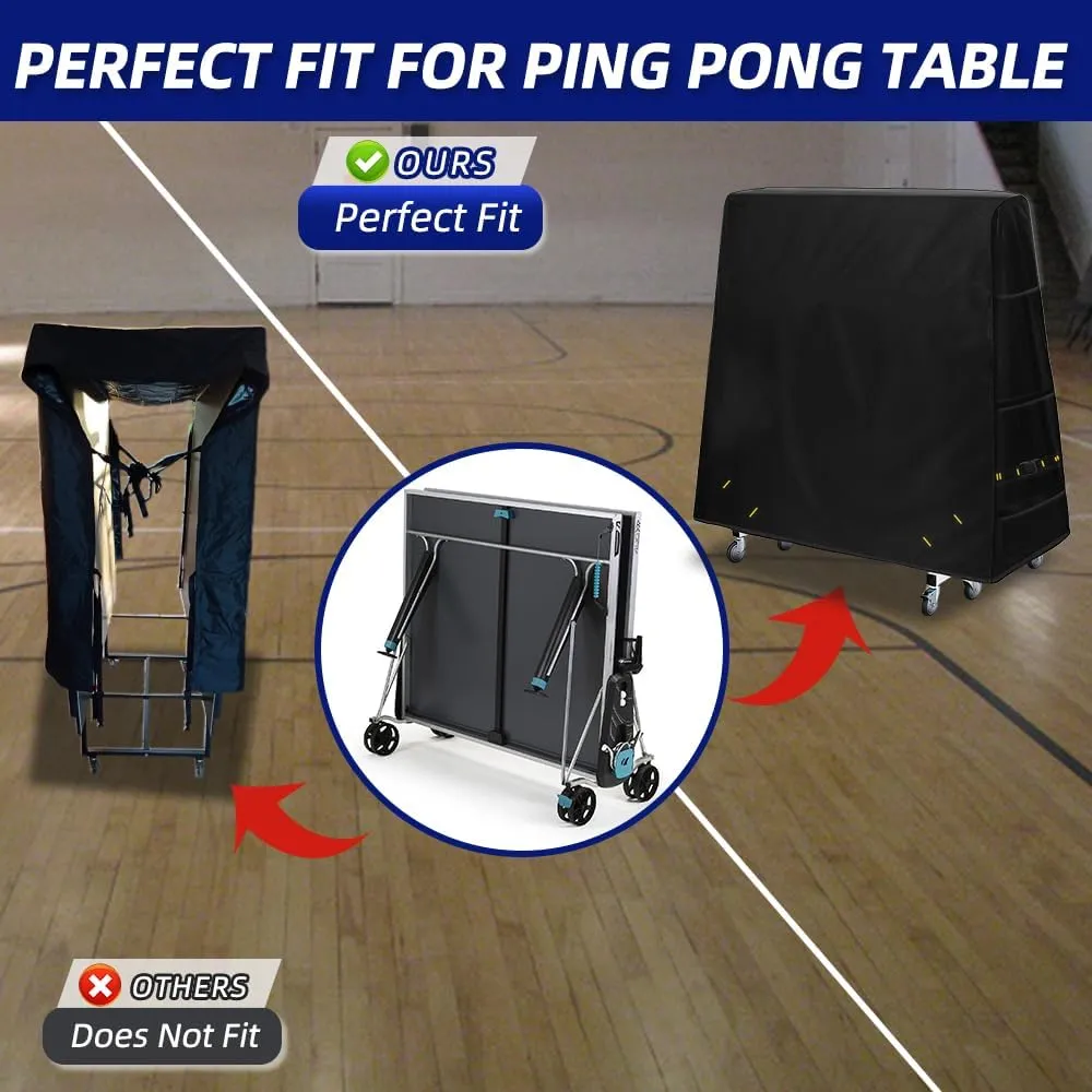 600D Ping Pong Table Cover - Outdoor Waterproof & Windproof, 10.7 x 7.4 Ft Heavy Duty Table Tennis Cover