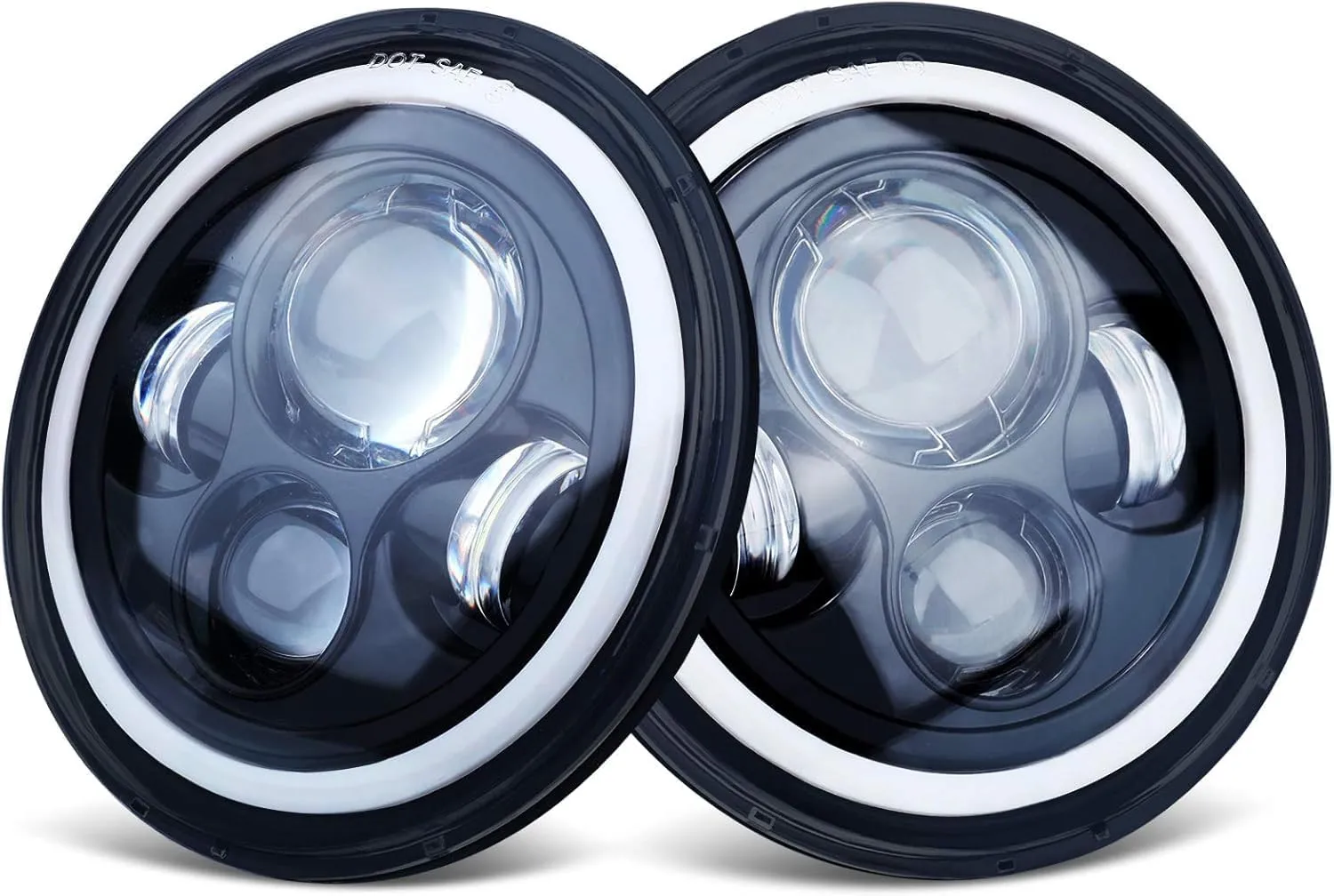 7 Inch Round Headlights DOT Approved Brighter Jeep LED Headlight Amber Halo Hi/Low Sealed Beam H6024 LED Headlight Compatible With Ford Chevy Miata Jeep Wrangler JK TJ LJ CJ Hummer H1 H2 etc