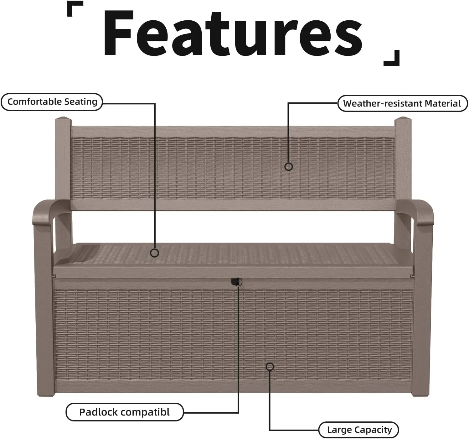 70 Gallon Storage Bench Deck Box Waterproof Lockable,Outdoor Storage Furniture for Patio,Garden and Cushions(Light Brown)