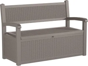 70 Gallon Storage Bench Deck Box Waterproof Lockable,Outdoor Storage Furniture for Patio,Garden and Cushions(Light Brown)
