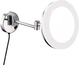8 Inch Brass Makeup Mirror with Led Light 3X/5X/7X/10X Magnification Mirror Bathroom Chrome Extendable Wall-Mounted Vanity Shaving Mirror with Plug Switch 7X (Color : 10x)