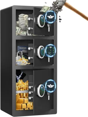 8.0 Cu ft Large Safe Box Fireproof Waterproof, Money Safe With Mute Function and LED Light, Digital KeypadHome Safes with Deposit Slot & Triple Alarm System,Security Box for Money Valuables