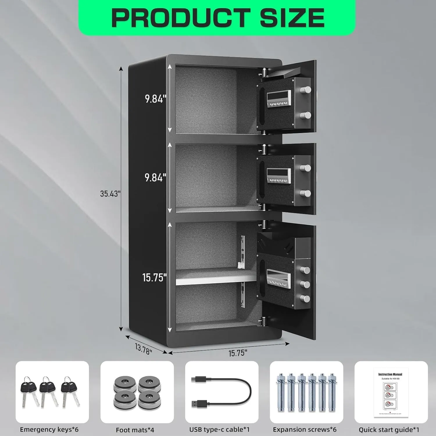 8.0 Cu ft Large Safe Box Fireproof Waterproof, Money Safe With Mute Function and LED Light, Digital KeypadHome Safes with Deposit Slot & Triple Alarm System,Security Box for Money Valuables