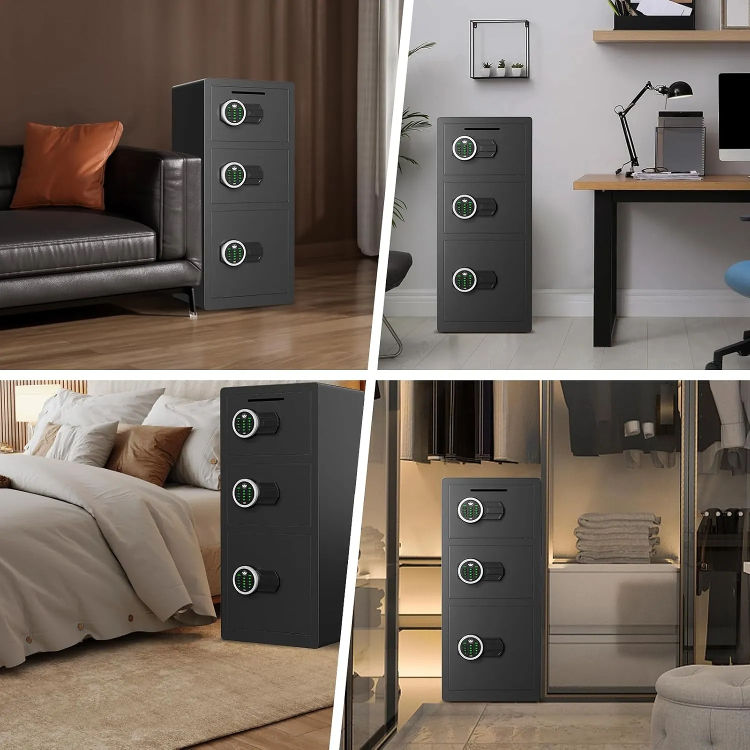 8.0 Cu ft Large Safe Box Fireproof Waterproof, Money Safe With Mute Function and LED Light, Digital KeypadHome Safes with Deposit Slot & Triple Alarm System,Security Box for Money Valuables
