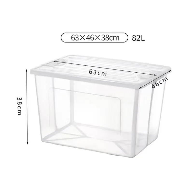 82 Litre Modular Clear Foldable Storage Box with Lid Plastic Tub Collapsible