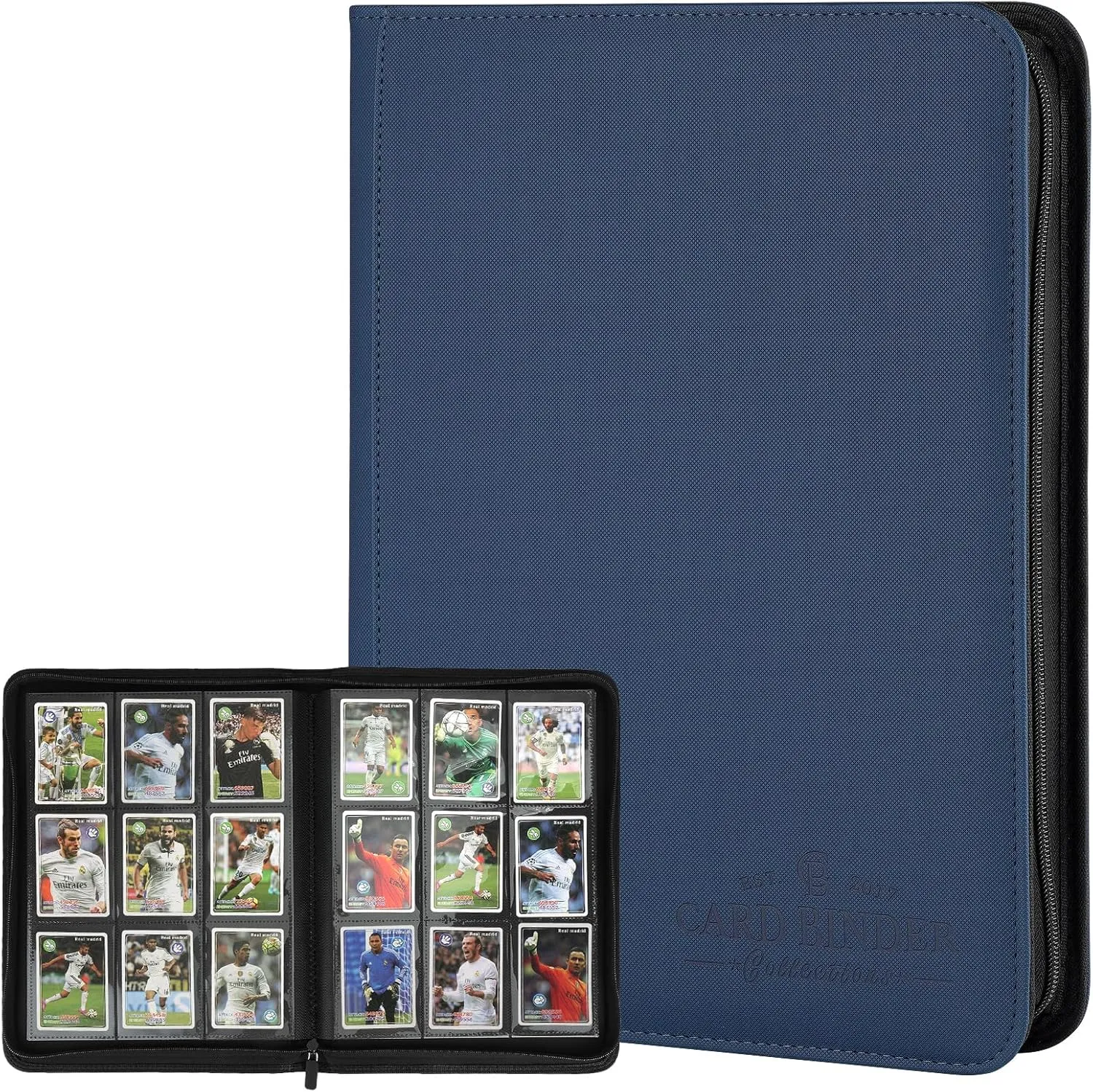 9 Pockets Card Binder,Premium Zip Trading Card Binder,540 Double Sided Pocket PU Collection Binder, Collector Album, Card Folder for MTG, TCG, Business Cards.(Blue)