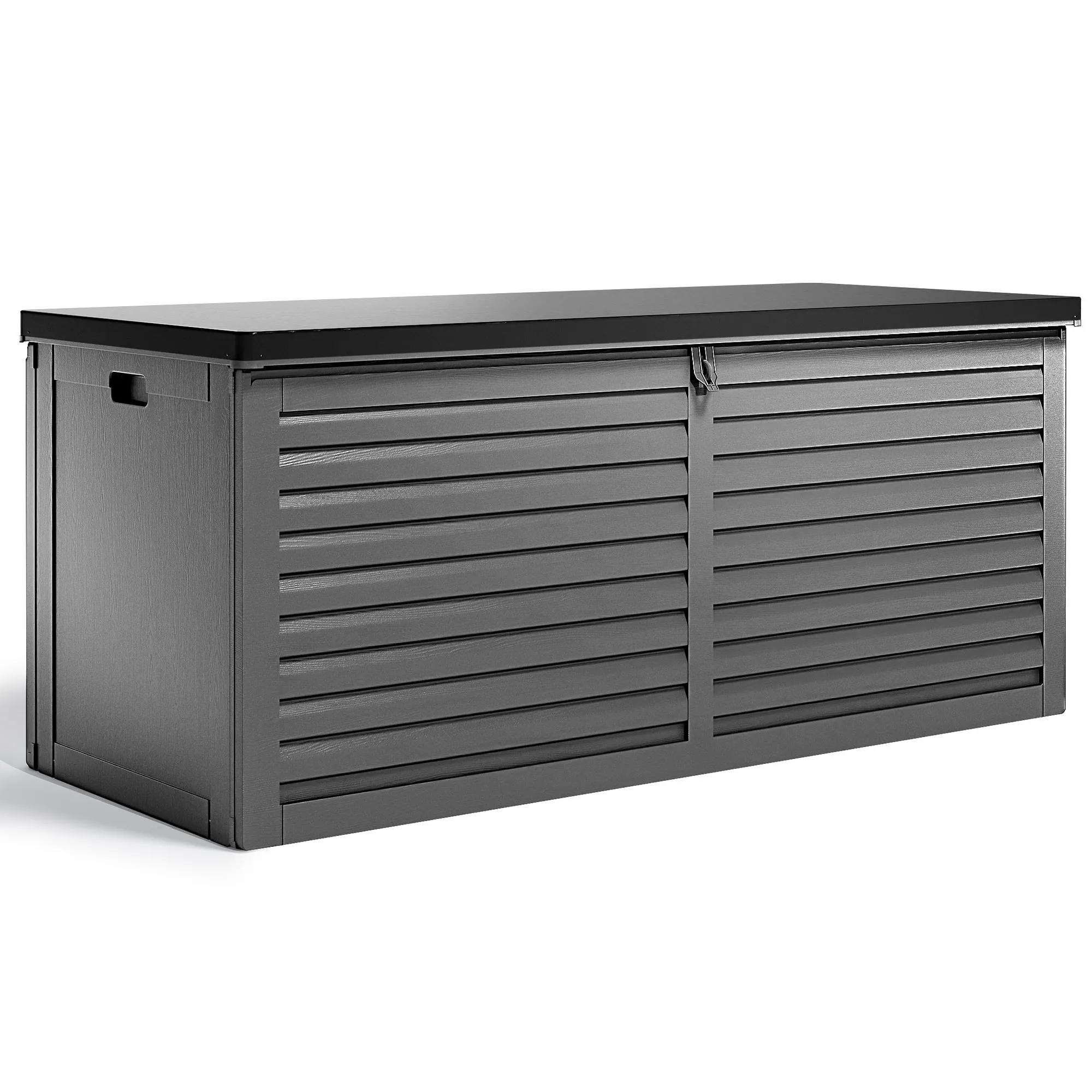 90 Gallon Resin Deck Box, Outdoor Lockable Storage Container for Patio Cushions, Garden Tools, Pool Supplies, Toys, Waterproof and UV Resistant