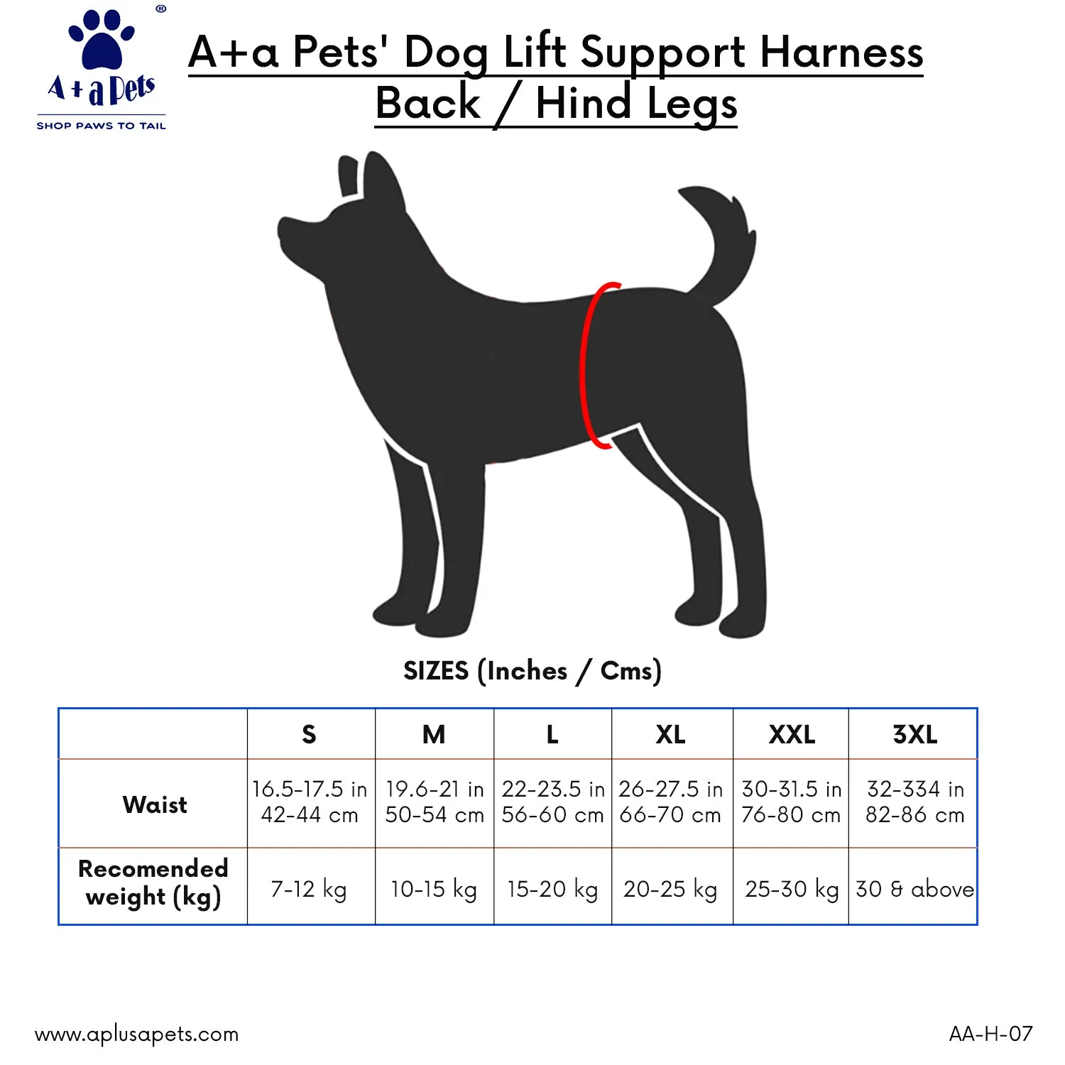 A a Pets' Dog Lift Support Harness for Hind / Back Legs