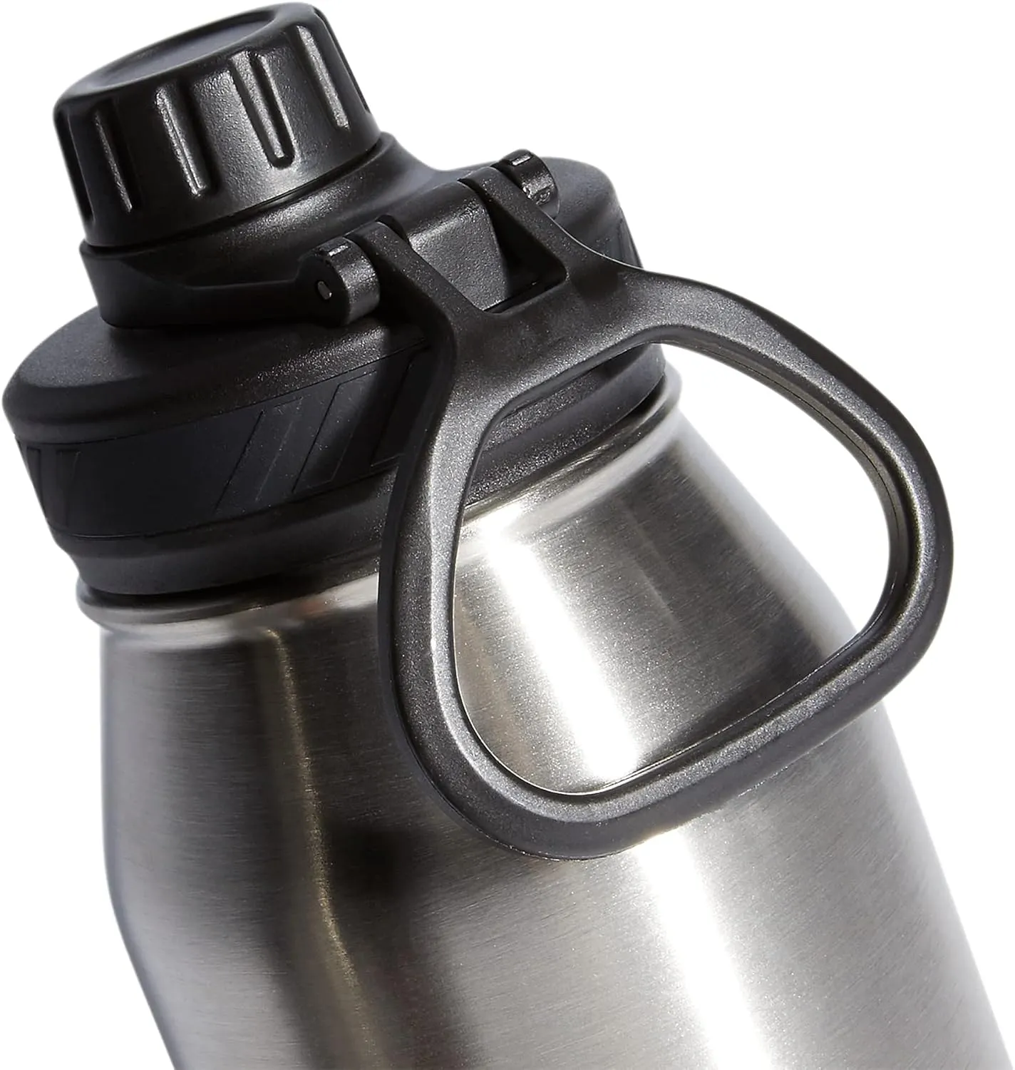 adidas 1 Liter (32 oz) Metal Water Bottle, Hot/Cold Double-Walled Insulated 18/8 Stainless Steel, Stainless Steel/Black, 32 Ounces