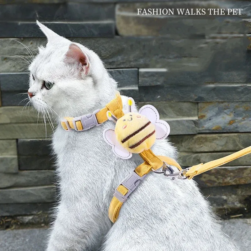 Adjustable Bee-Themed Cat Harness & Leash Set