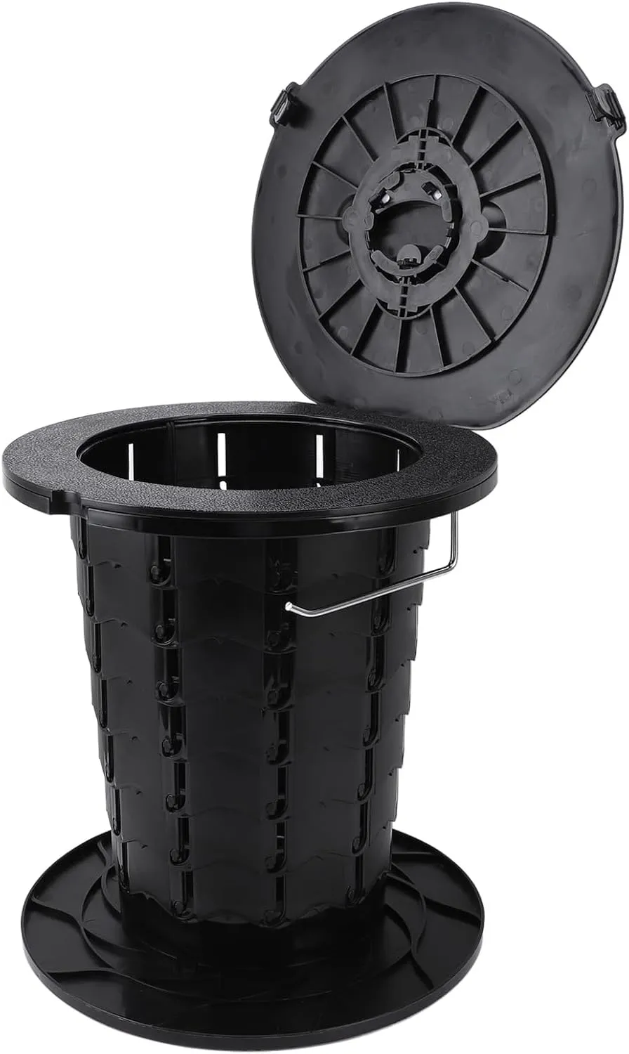 Adjustable Height Foldable Portable Toilet Multi Functional Side Table for Elderly Kids Wearproof Camping Beach Traffic Congestion Black