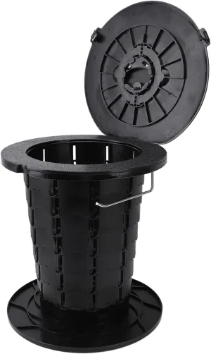 Adjustable Height Foldable Portable Toilet Multi Functional Side Table for Elderly Kids Wearproof Camping Beach Traffic Congestion Black