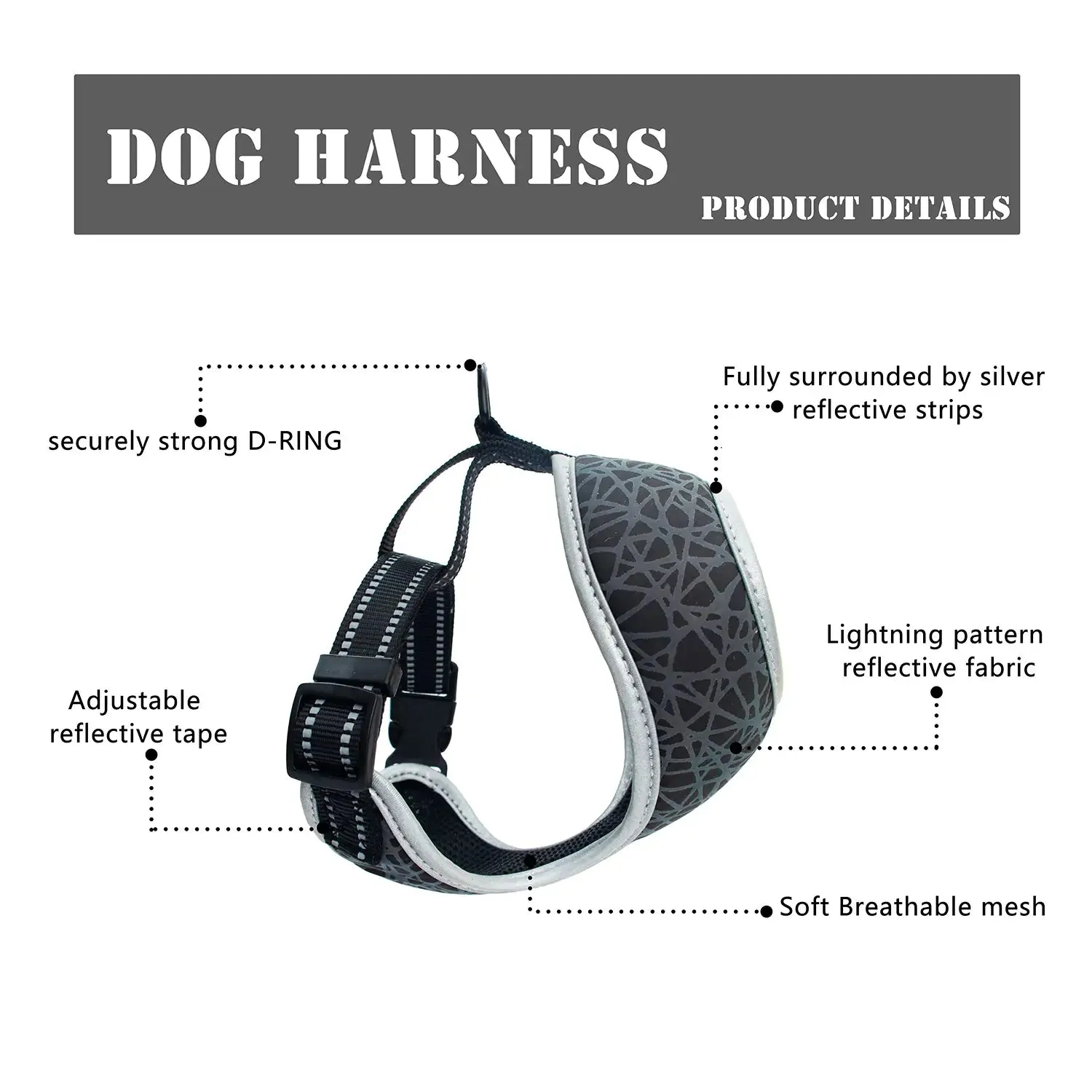 Adjustable Reflective Pet Harness Leash Set