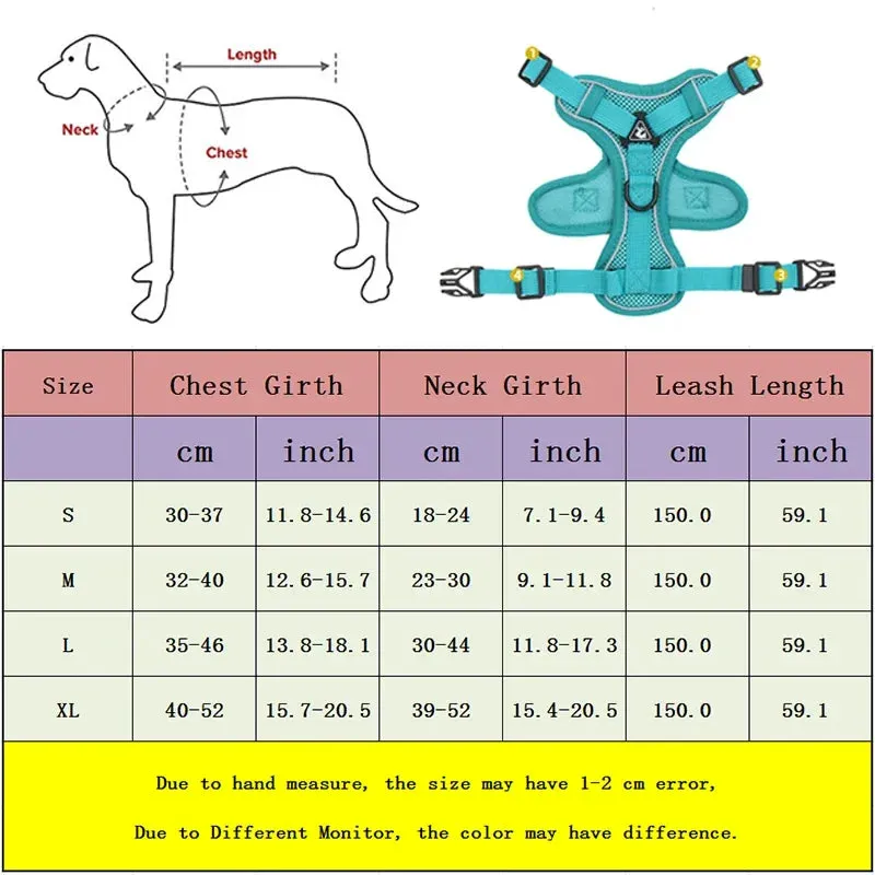 Adjustable Reflective Pet Harness Set