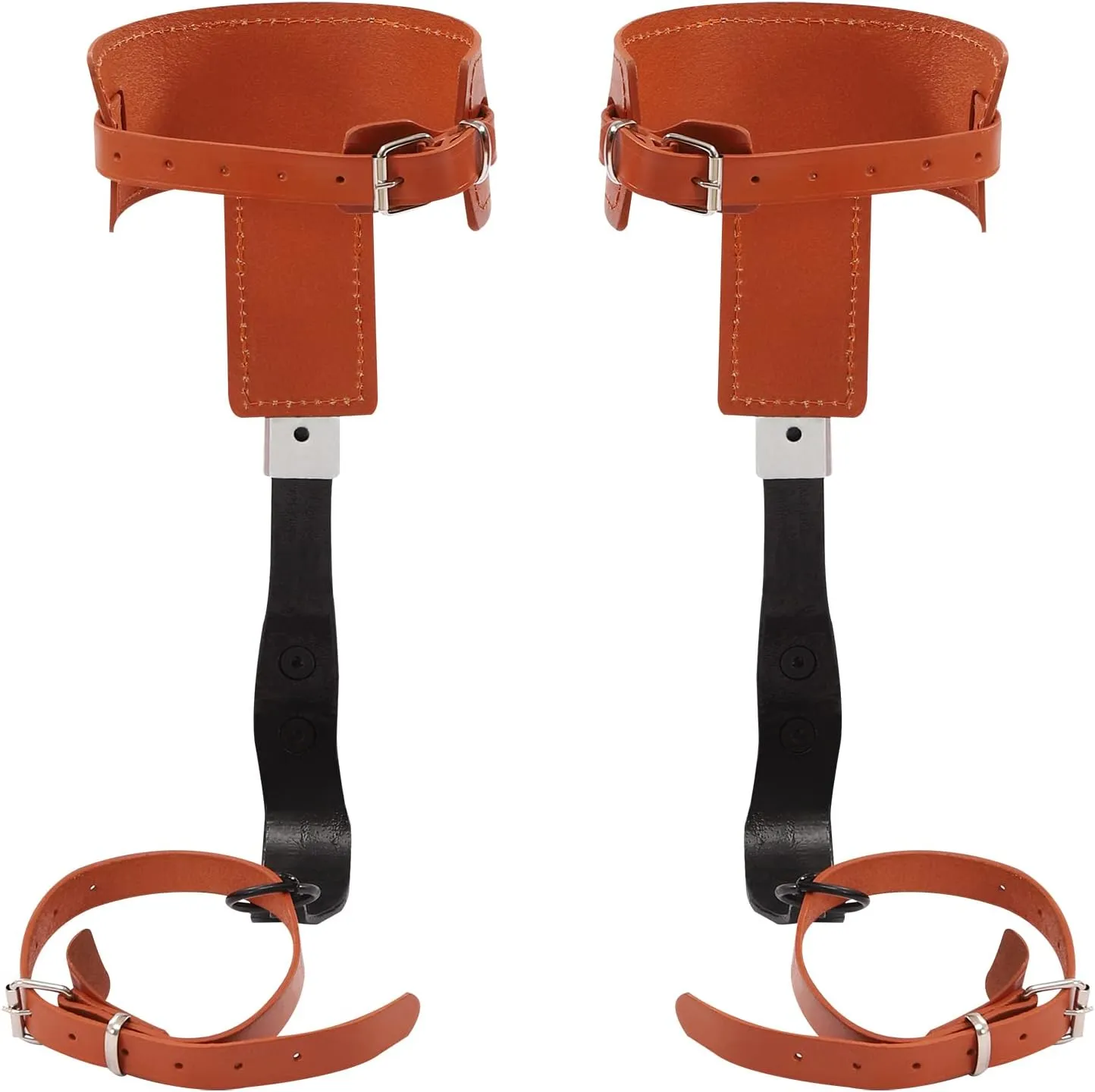 Adjustable Stainless Steel Tree Climbing Spikes Kit - 440 lbs Load-Bearing, Forged Full Leather Tree Climber with Foot Straps, Gloves and Safety Belt for Outdoor Jungle Survival and Fruit Picking
