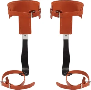 Adjustable Stainless Steel Tree Climbing Spikes Kit - 440 lbs Load-Bearing, Forged Full Leather Tree Climber with Foot Straps, Gloves and Safety Belt for Outdoor Jungle Survival and Fruit Picking