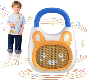 alilo Pocket Bunny Portable Kids Music Player, Musical Toys for Toddlers 1-3-5, Preloaded 120  Stories/Music/Lullabies/White Noise,High Fidelity Sound Travel Bluetooth Speaker (with Strap and Ring)