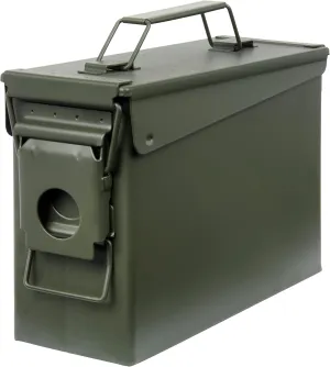 Allen Company Classic Steel Ammo Box, Lockable & Waterproof Lid, 2 Sizes: .30 / .50 Caliber, Army Green