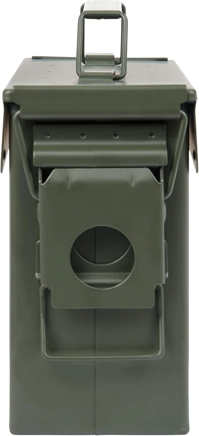 Allen Company Classic Steel Ammo Box, Lockable & Waterproof Lid, 2 Sizes: .30 / .50 Caliber, Army Green