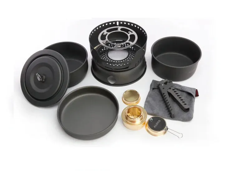 Alocs Outdoor Camping Portable Cooking Set Cookware 2 Person CW-C05 Alcohol Stove Picnic Pot Pan