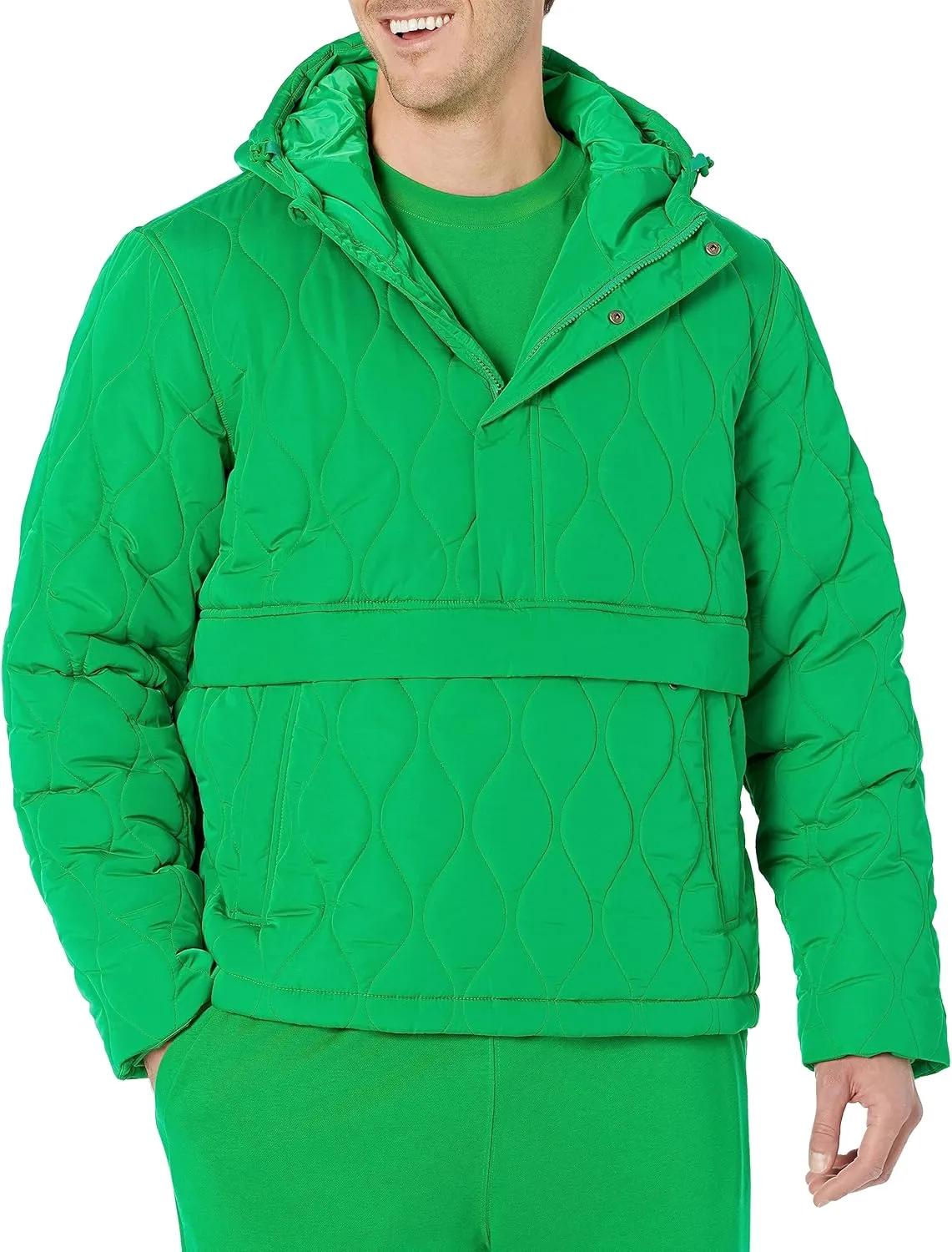 Amazon Essentials Men's Anorak Hooded Quarter-Zip Puffer Coat