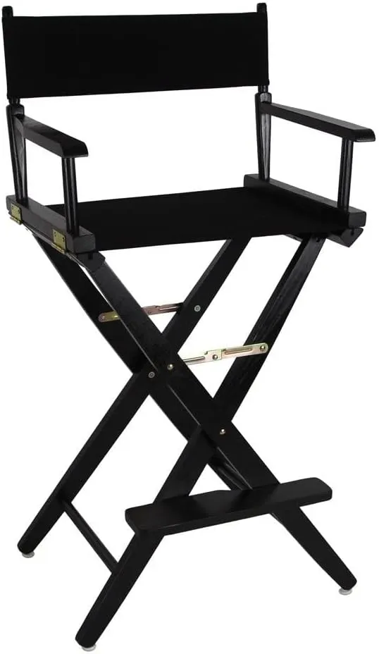American Trails Extra-Wide Premium 30" Director's Chair Black Frame with Black Canvas, Bar Height