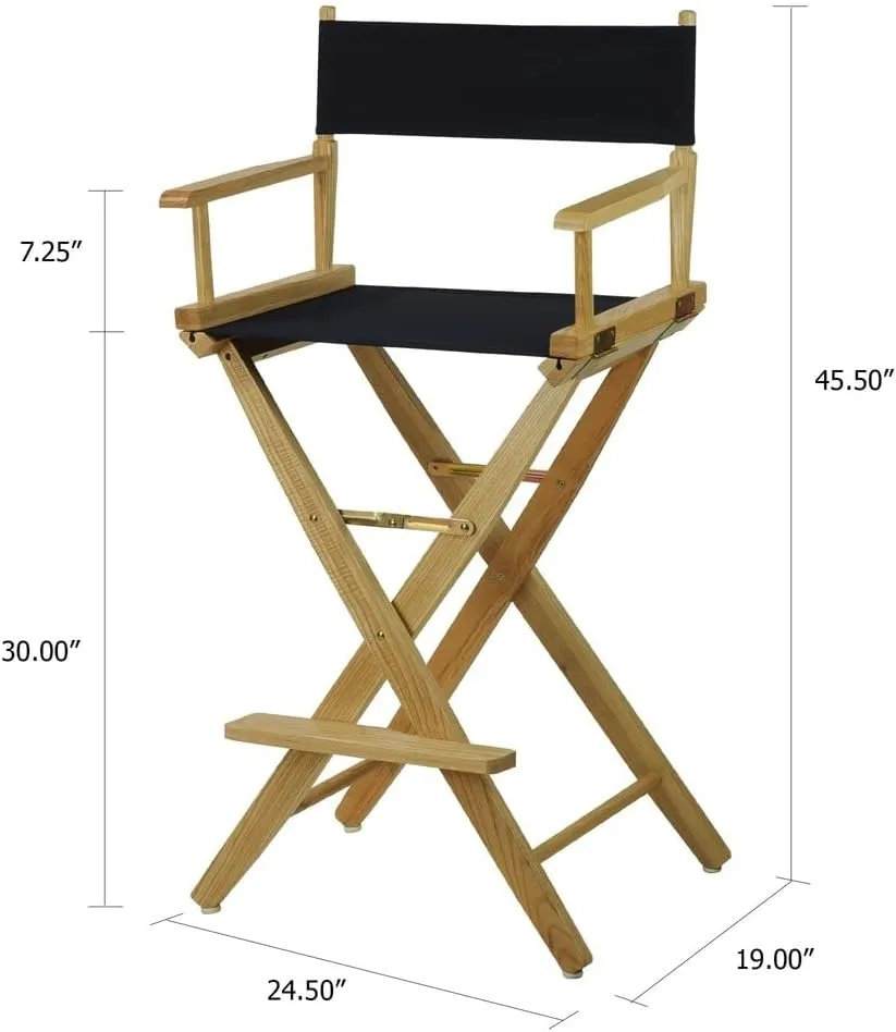 American Trails Extra-Wide Premium 30" Director's Chair Black Frame with Black Canvas, Bar Height