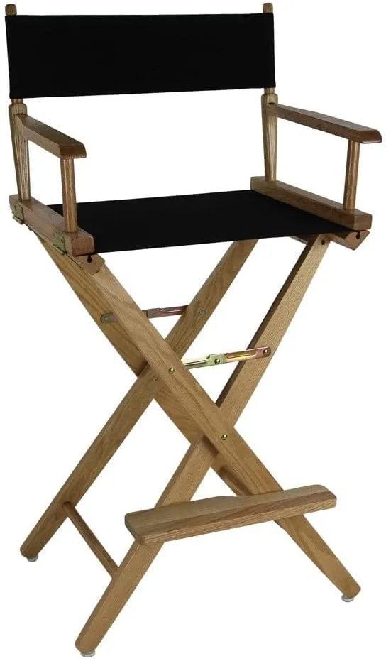 American Trails Extra-Wide Premium 30" Director's Chair Black Frame with Black Canvas, Bar Height