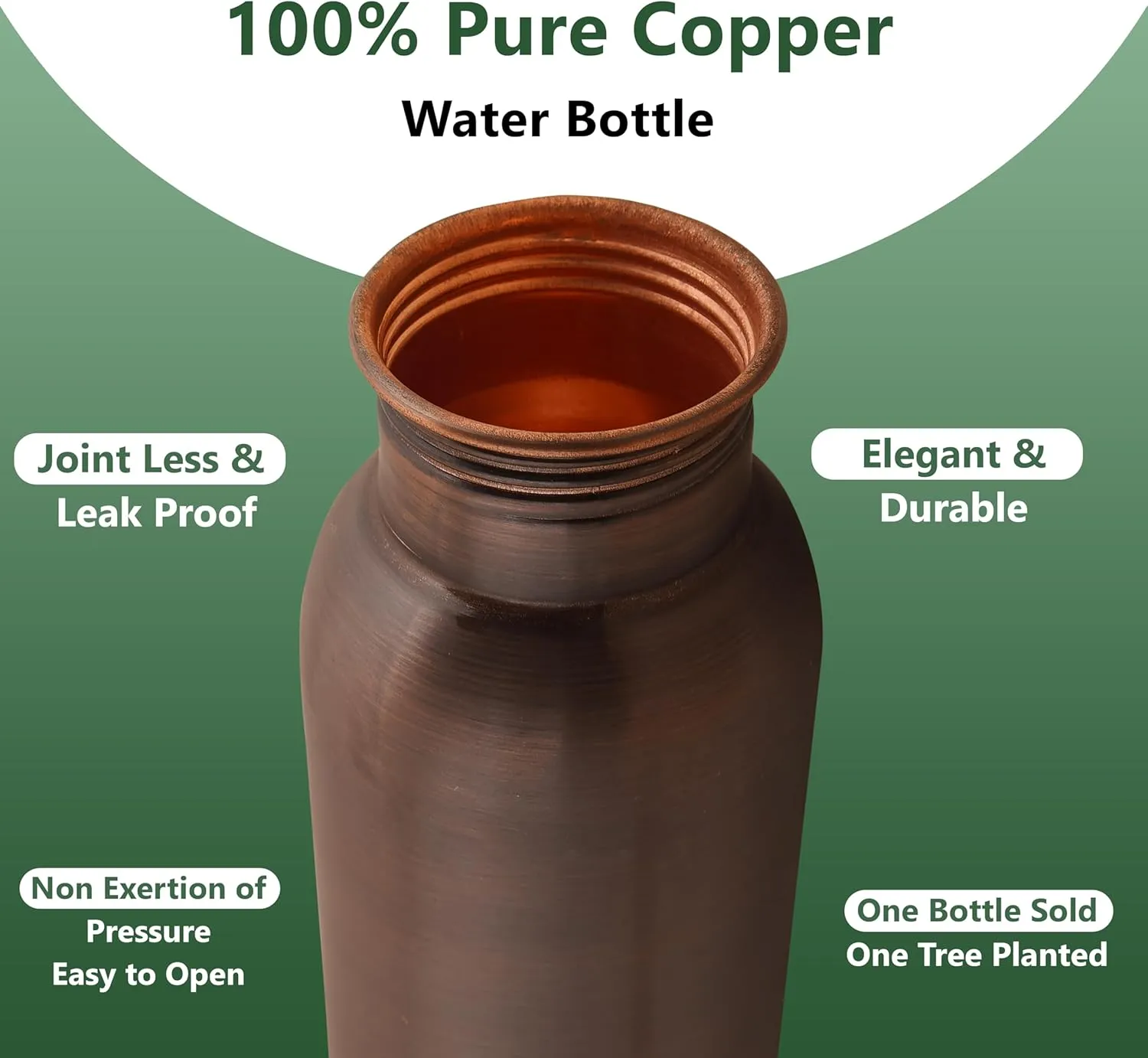Antique Copper Water Bottle With Jute Carry bag - 34 Oz Copper Bottle For Drinking More Water Ayurvedic Copper Vessel For Yoga, Meditation, Gym, Sports, Outdoor - Pack of 1, Smooth Finish