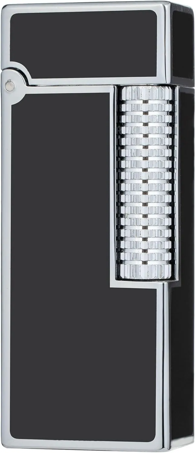 Antique Type Classic Soft Flame Kerosene Lighter Fluid Refillable Lighter, Gifts for Men (Silver Black)
