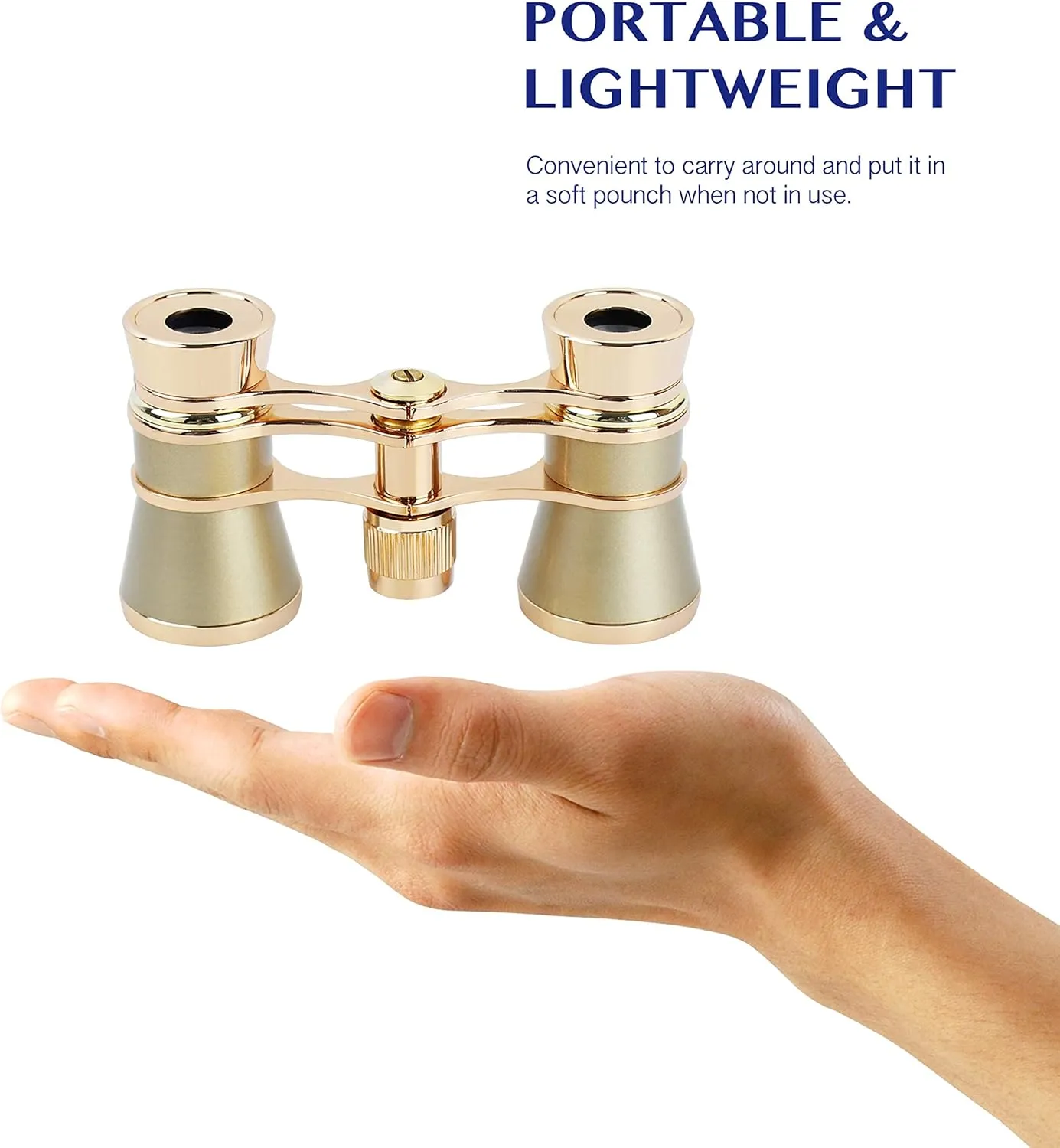 Aomekie Opera Glasses Binoculars 3X25 Theater Glasses Mini Binocular Compact with Chain for Adults Women Kids in Musical Concert（Gold）