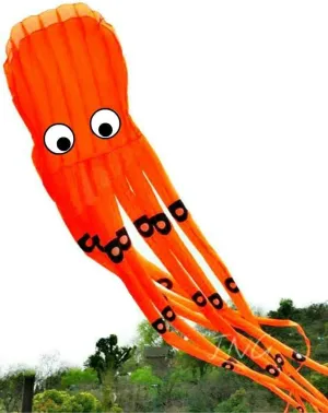 AP Happy Aquarium - Huge 8M 3D Octopus Parafoil Kite Orange with Handle & String Outdoor Park Garden Games Fun