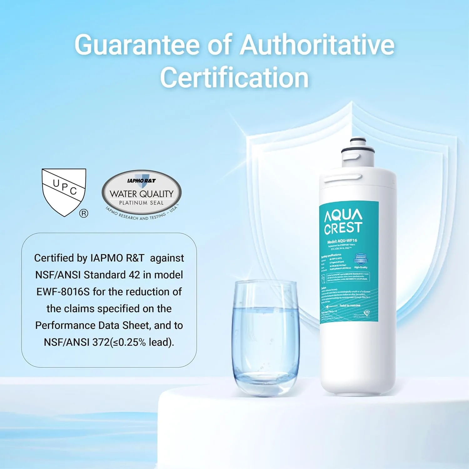 AQUA CREST OCS2 Under Sink Water Filter, Replacement Cartridge for Everpure OCS2, 2CB5, 2H-L, 2CB-GW, ADC, OW2-Plus, EV9618-02, EV9634-26, EV9634-01, EV9617-05, Aquverse A100, NSF/ANSI 42 Certified