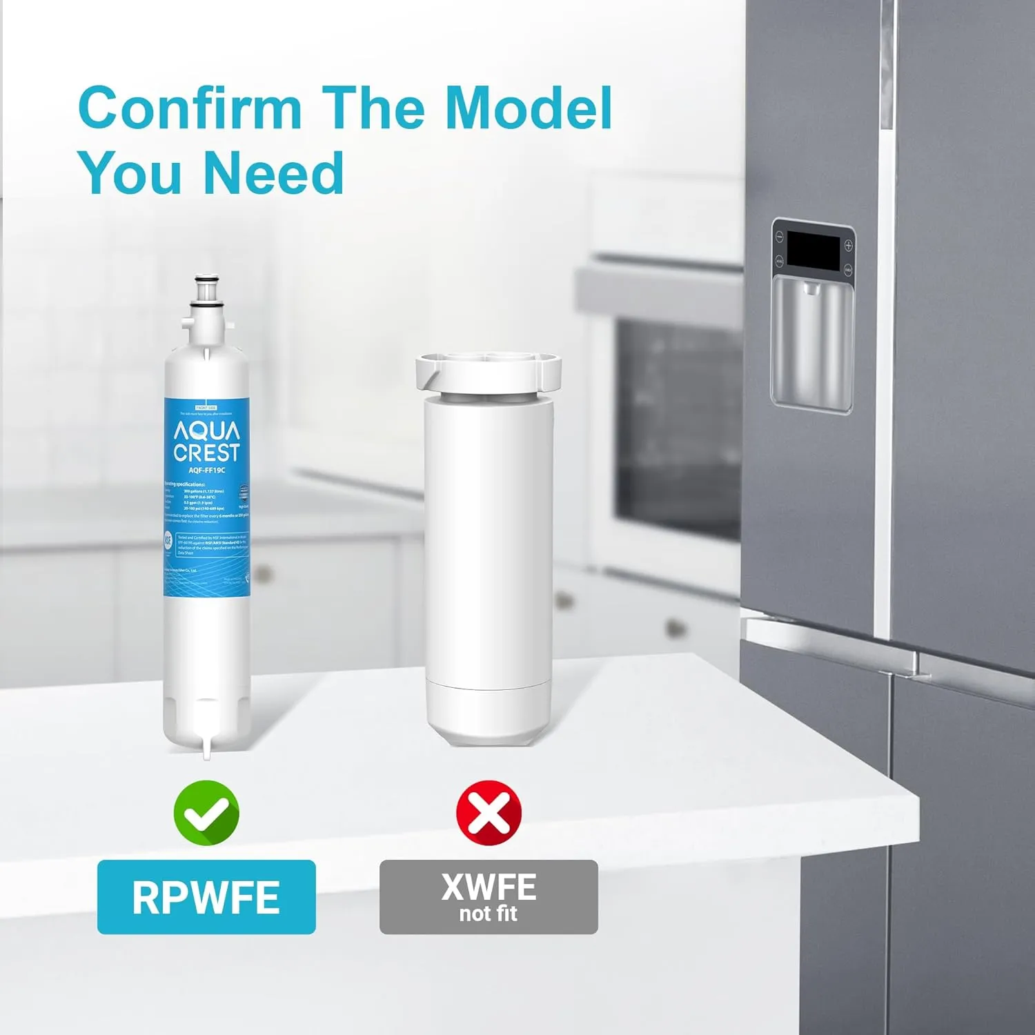 AQUA CREST Replacement for GE® RPWFE®, RPWF (with CHIP) Refrigerator Water Filter, Compatible with GYE22HMKES, GYS22GMNES, GYE22HBLTS, DFE28JSKSS, GFE28HMHES, GNE29GYNFS, GFE28GYNFS