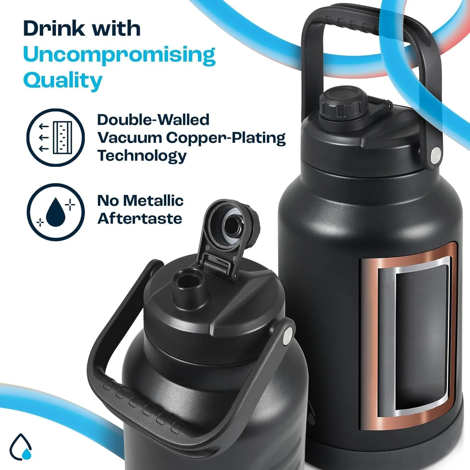AQUAFIT 1 Gallon Insulated Water Bottle (Cold for 48 Hrs) - BPA Free & Leak Proof - 128oz Stainless Steel Jug - Big Water Bottle with Handle for Gym, Hiking, Camping & Travel (Hydrant Red)