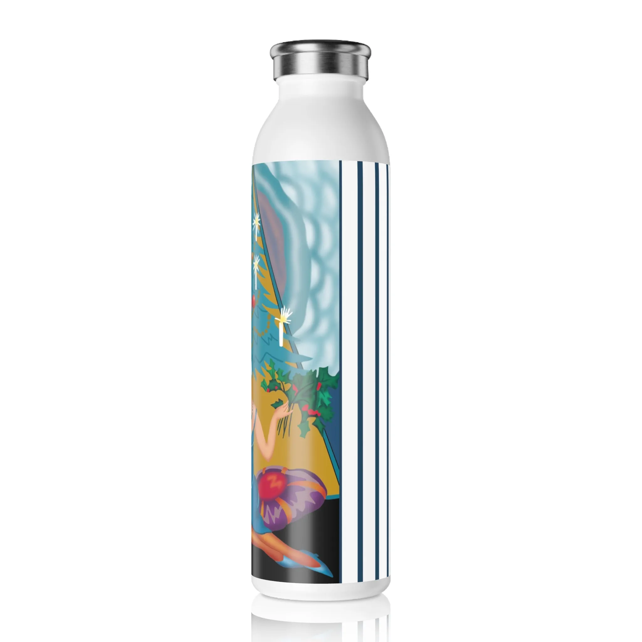 Art Deco Christmas Elegance Slim Water Bottle
