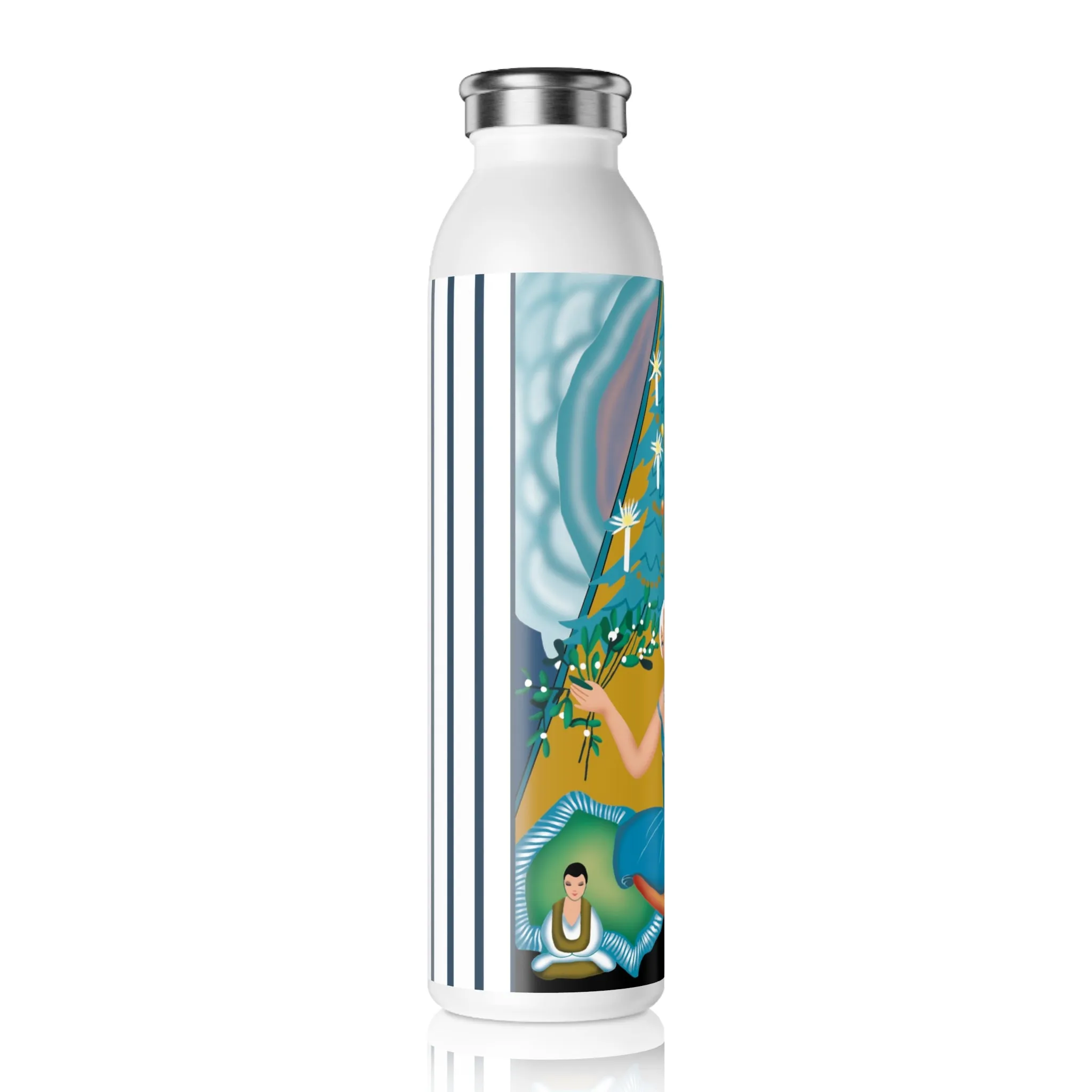 Art Deco Christmas Elegance Slim Water Bottle