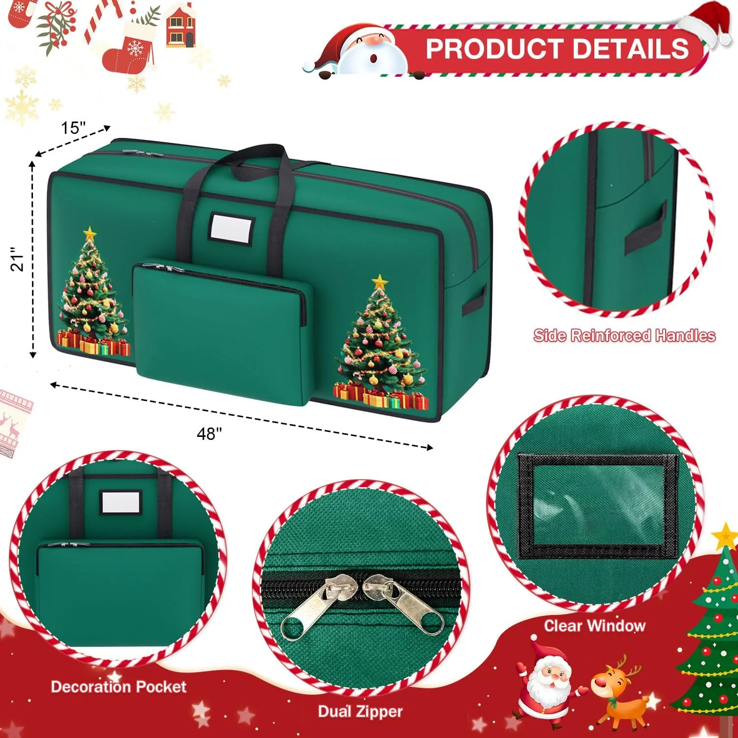 Artificial Christmas Tree Storage Box 7.5 FT Christmas Tree Bag Storage for Christmas Tree Ornament Storage Box Heavy Duty Xmas Tree Storage Bag Container with Reinforced Handles for Holiday