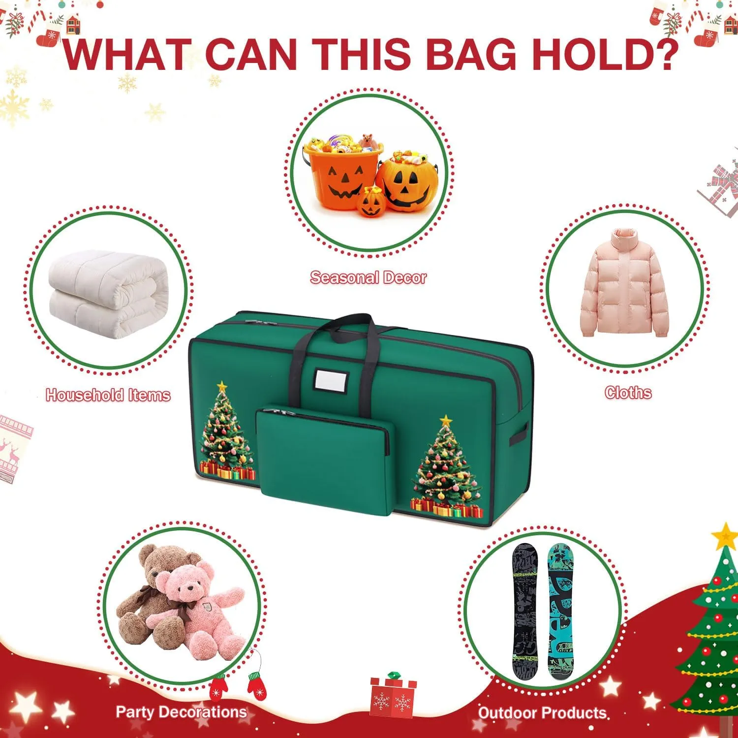Artificial Christmas Tree Storage Box 7.5 FT Christmas Tree Bag Storage for Christmas Tree Ornament Storage Box Heavy Duty Xmas Tree Storage Bag Container with Reinforced Handles for Holiday