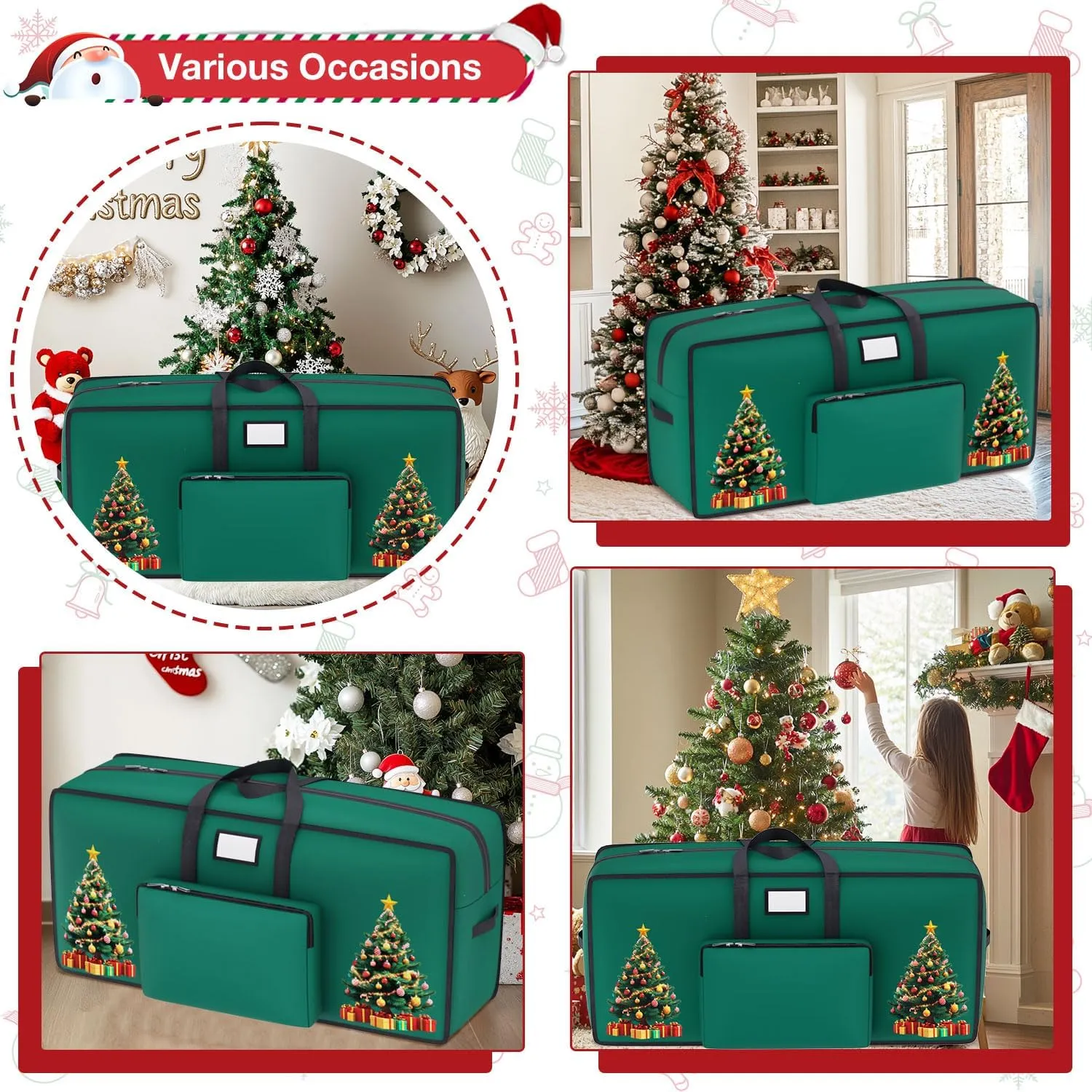 Artificial Christmas Tree Storage Box 7.5 FT Christmas Tree Bag Storage for Christmas Tree Ornament Storage Box Heavy Duty Xmas Tree Storage Bag Container with Reinforced Handles for Holiday