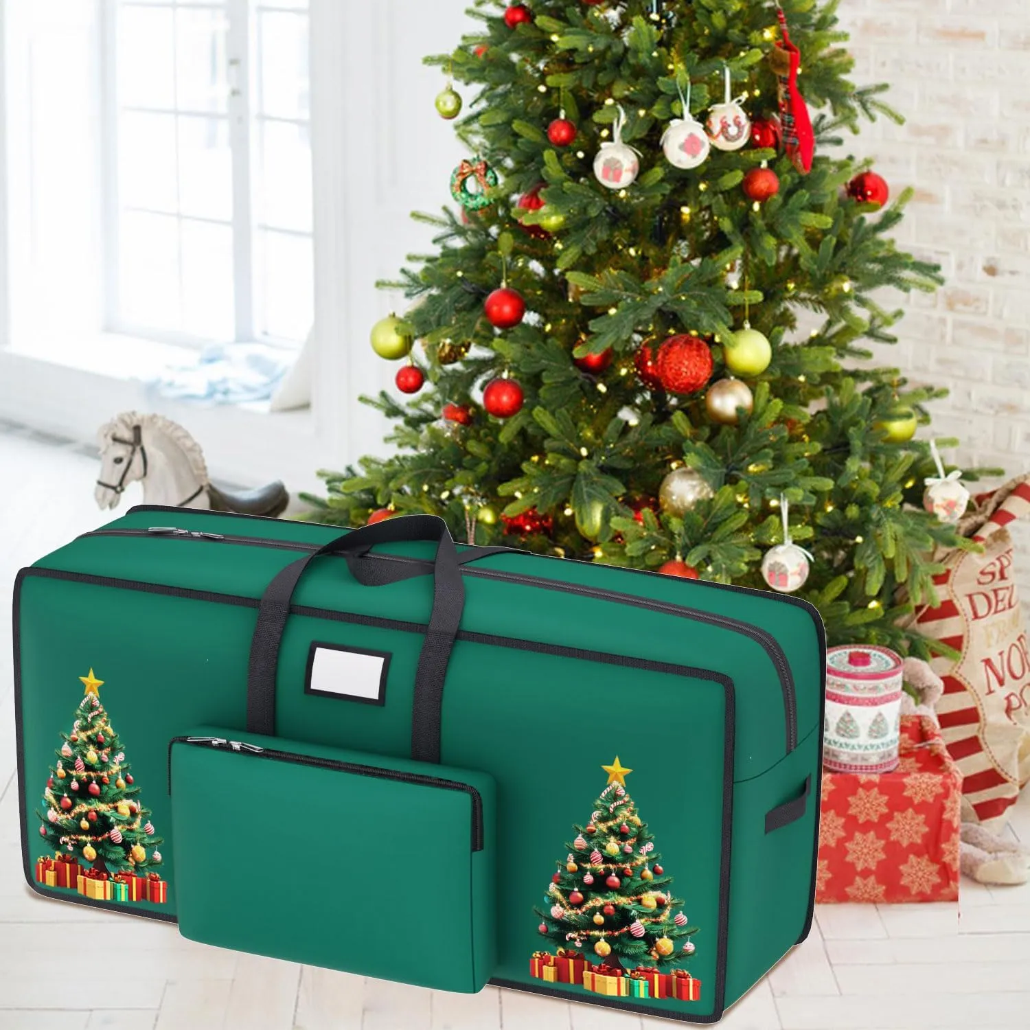 Artificial Christmas Tree Storage Box 7.5 FT Christmas Tree Bag Storage for Christmas Tree Ornament Storage Box Heavy Duty Xmas Tree Storage Bag Container with Reinforced Handles for Holiday