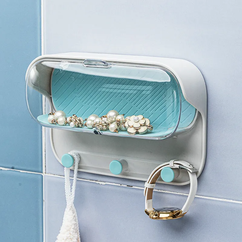 athroom Wall Holder Punch-Free Wall-Mounted Storage Box | Practical Washroom Glasses Organizer