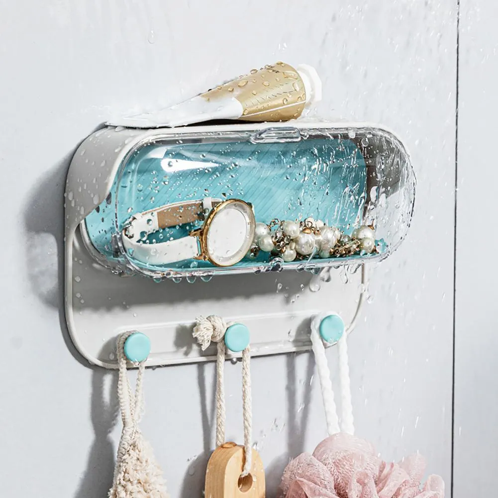 athroom Wall Holder Punch-Free Wall-Mounted Storage Box | Practical Washroom Glasses Organizer