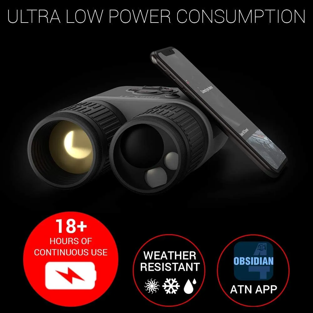 ATN BINOX 4T 384x288, 4.5-18x Smart HD Thermal Binoculars w/Laser Rangefinder, Video Record, Wi-Fi, E-Compass, 16hrs  Battery Power