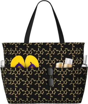 Augenstern Large Capacity Beach Travel Bag Funny-Caffeine-Molecule-Chemistry Foldable Weekender Bag Women Oversize Tote Bag