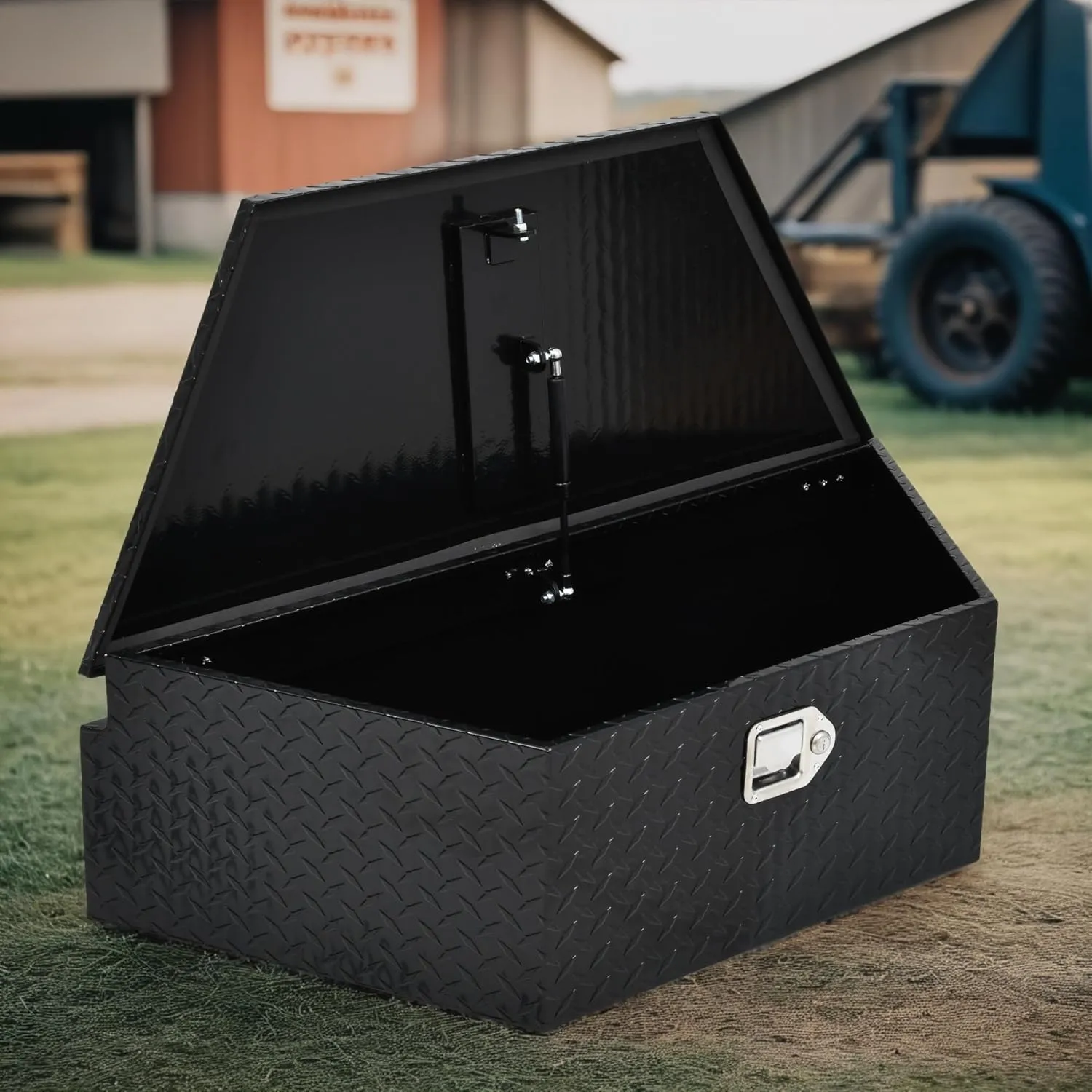 AUTOSAVER88 39" Trailer Tongue Box, Heavy Duty Aluminum Diamond Plate Trailer Tool Box, Waterproof Storage with Lock forTrucks, Trailers, and RVs