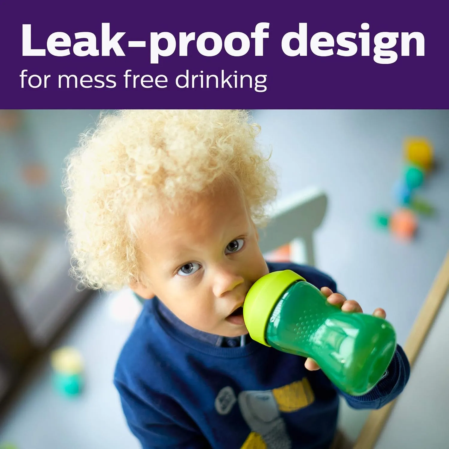 AVENT Philips Spout Sippy Cup with Soft Spout and Leak-Proof Design, Blue/Green, 10oz, 2pk, SCF801/21