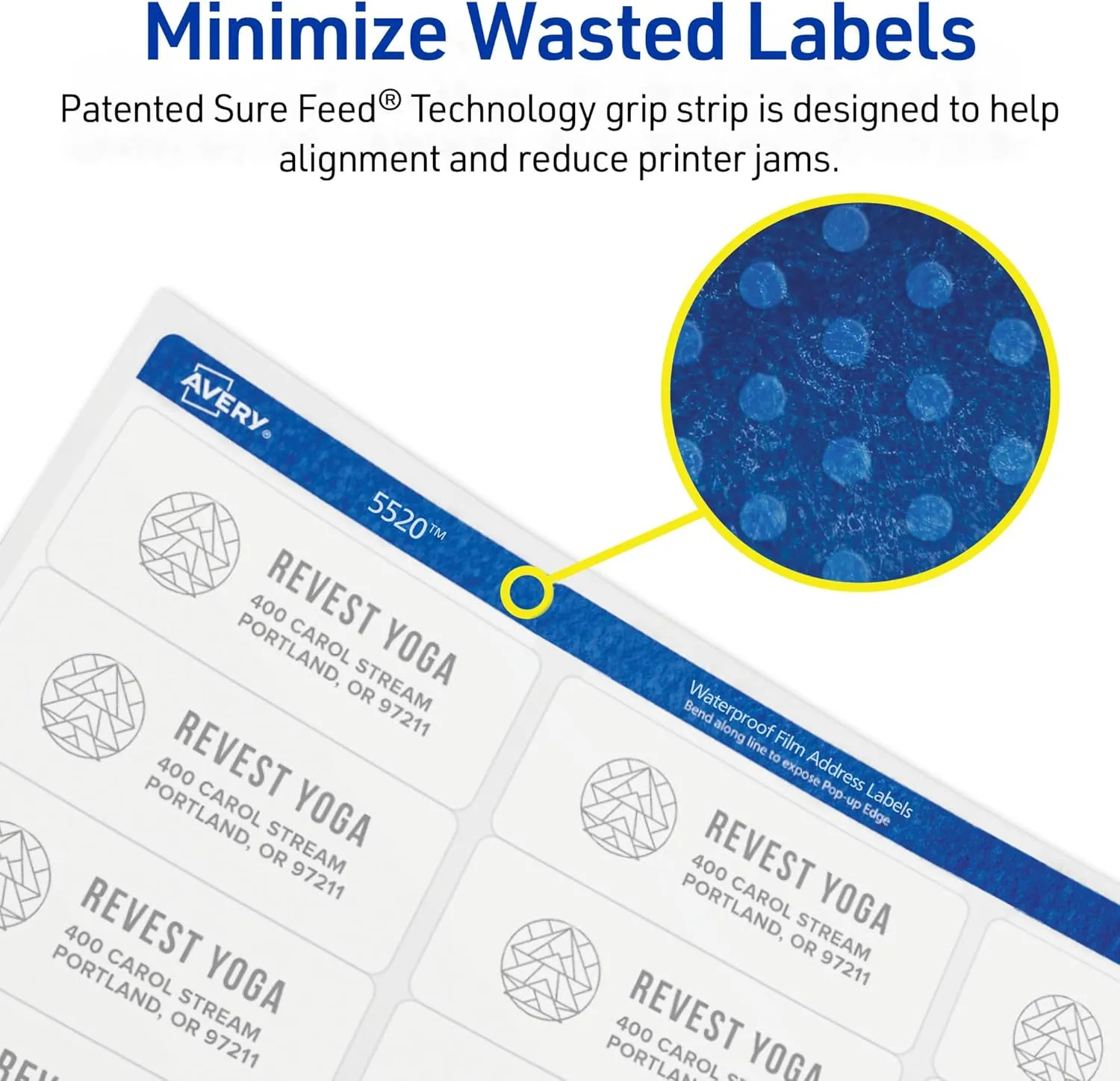 Avery Waterproof Sticker Labels for Printer - 1" x2-5/8 Mailing Labels, Ultrahold Permanent Adhesive, Laser Printers, 1,500 Printable Avery Address Label Sheets (5520)